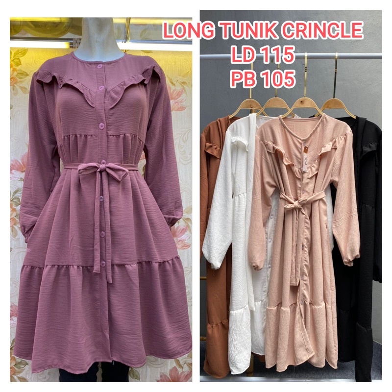 RUFFLE LONG TUNIK CRINKLE