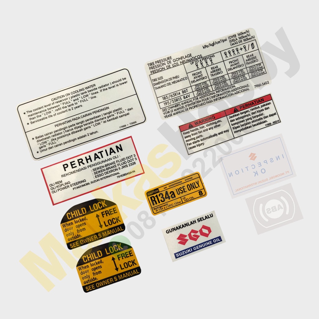 Stiker Suzuki Aerio Baleno Warning Set