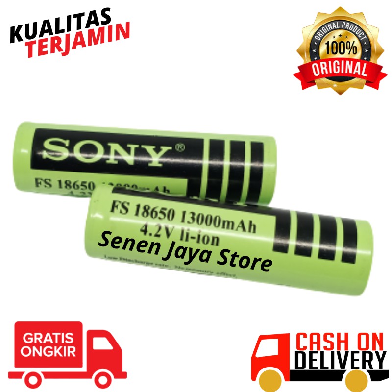 Baterai 18650 Sony 4.2V 13000 Mah Batre Cas 18650 4.2V Sony 13000 Mah 2Pcs Product By Sony