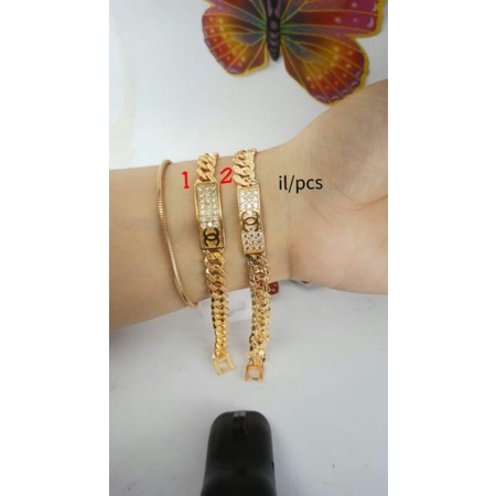 GELANG RANTAI CHANEL DEWASA/GELANG PLAT SISIK NAGA/GELANG LAPIS EMAS