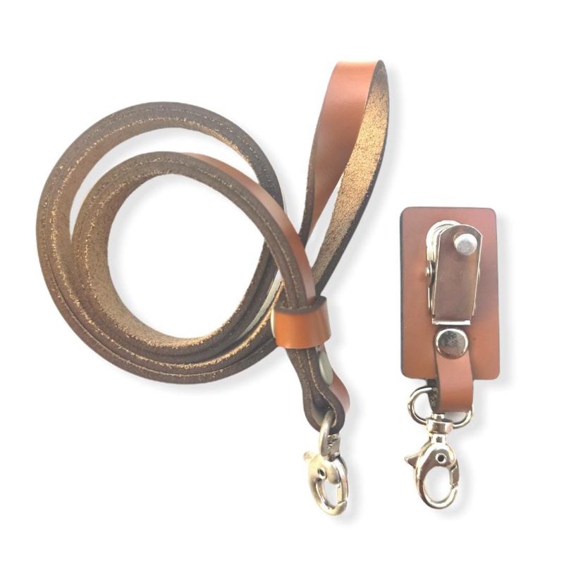 Kalung Dan Jepitan Id card Holder kulit FREE CUSTOM