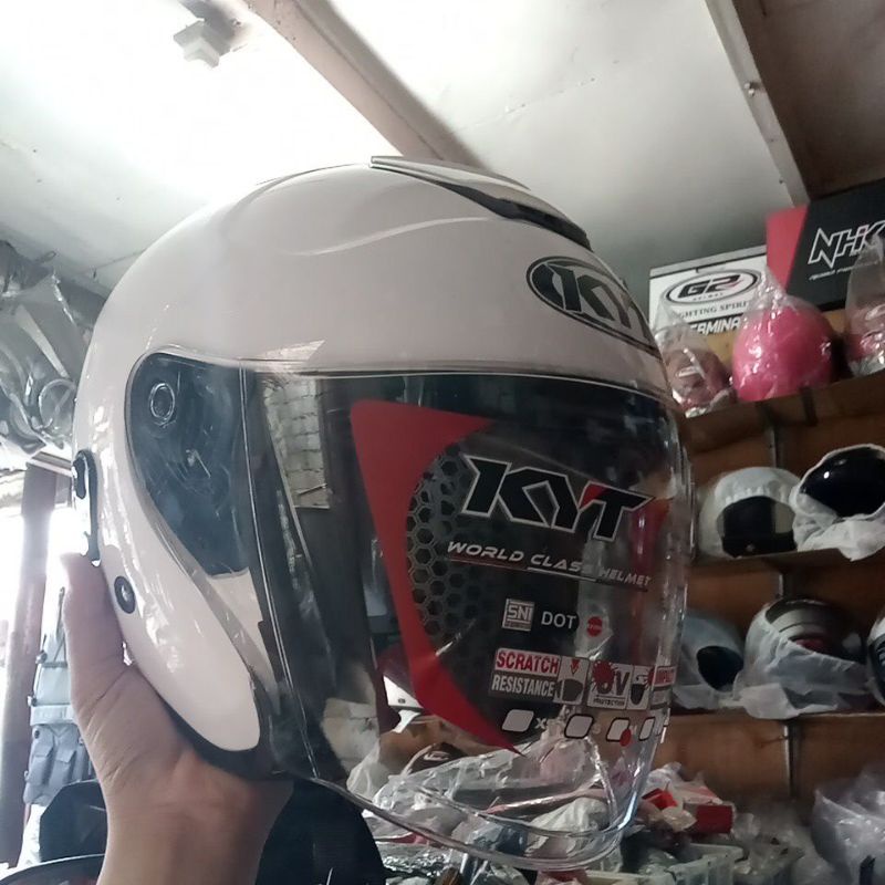 helm kyt kyoto r solid white   helmet   putih