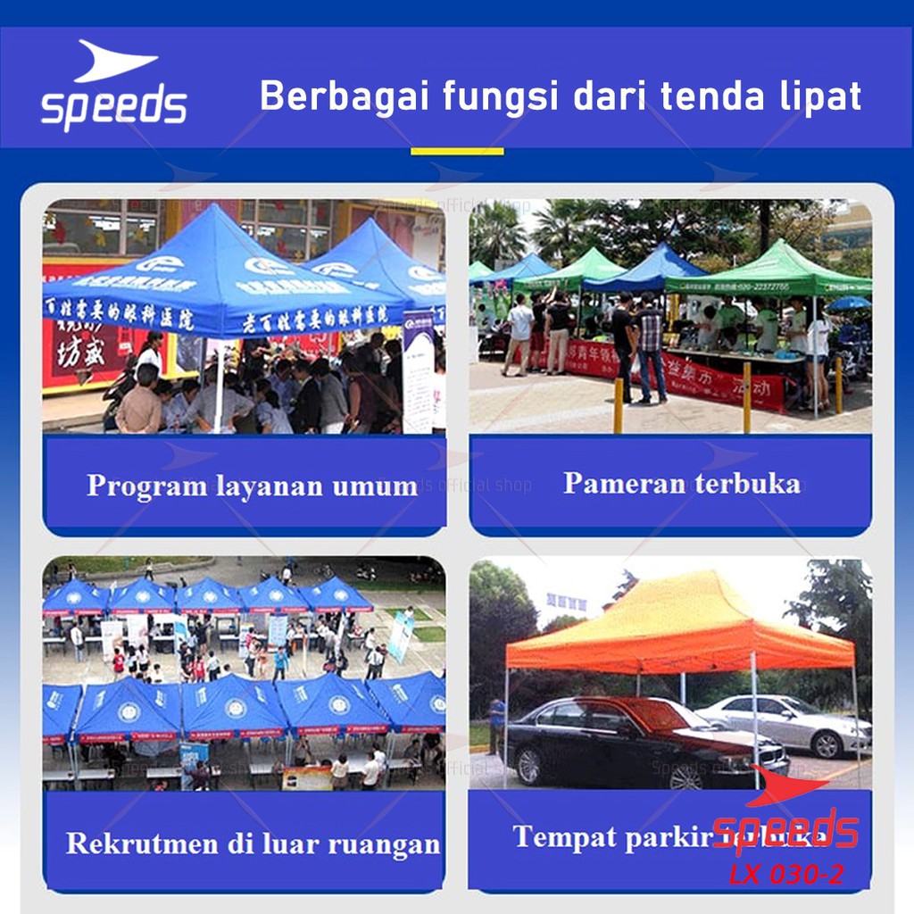 SPEEDS Tenda Lipat (3x3m 21kg) Tenda Bazar Pameran Tenda Jualan Otomatis 030-2A