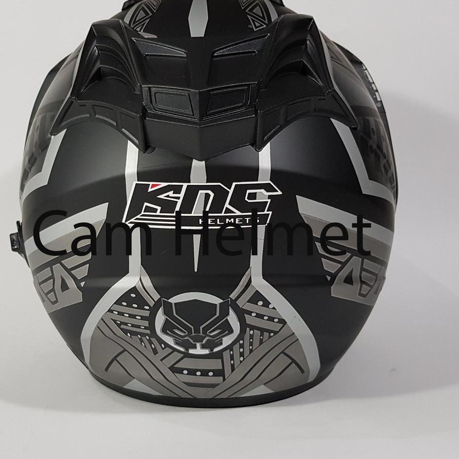 ☂ Helm Motor SNI KNC DMN panther black doff silver Jp-7 ❈