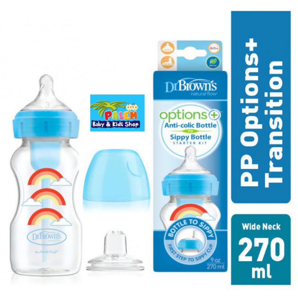 Dr.brown's options anti colic bottle wide neck to sippy/Botol starter kit 9 oz/270ml