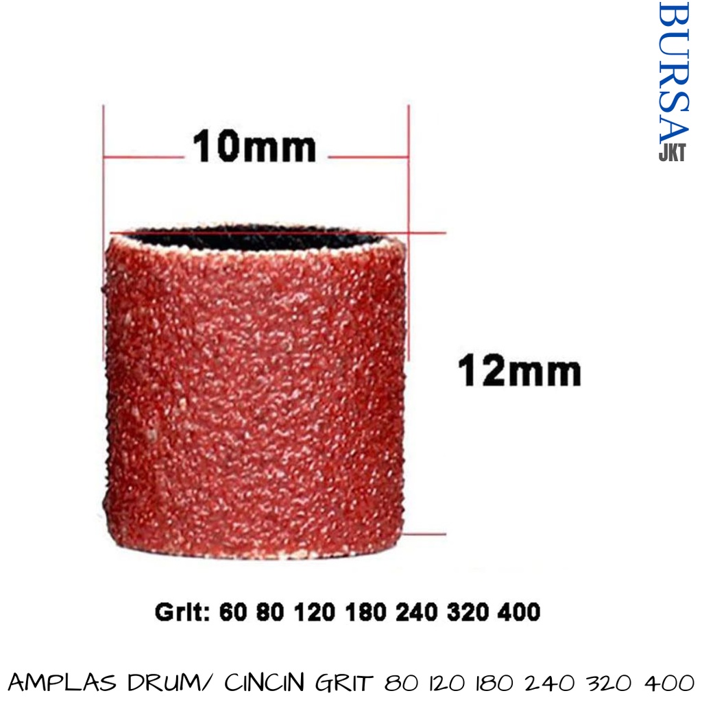 AMPLAS SHAFT DRUM CINCIN SANDING BULAT 9.5MM SET 6 PC GRIT 80 - 400#