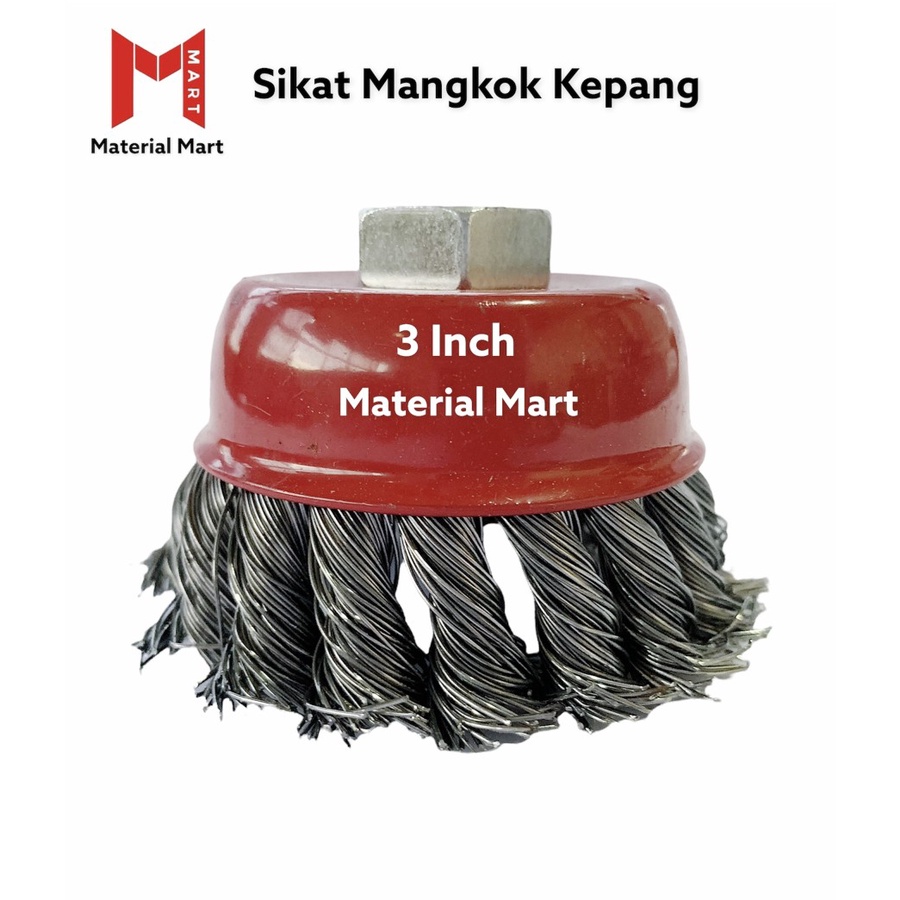 Sikat Kawat Mangkok 3 Inch Kuning | Sikat Mangkok Kepang 3&quot; |Cup Brush |Material Mart