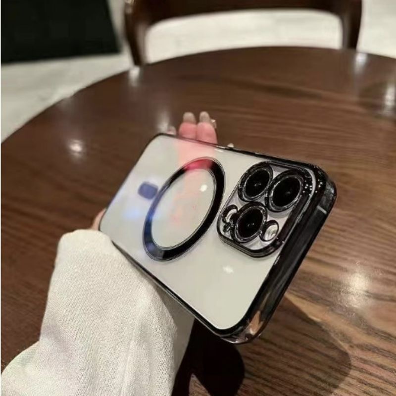 IPHONE 11 PRO MAX Silikon Case Magsafe Electroplate List Gold Clear