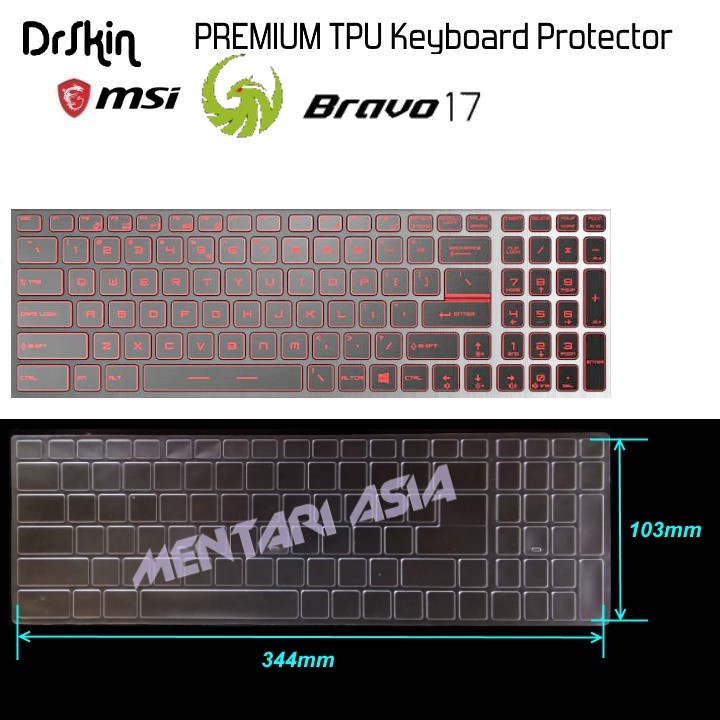 Keyboard Protector MSI Bravo 17 - DrSkin PREMIUM TPU Clear