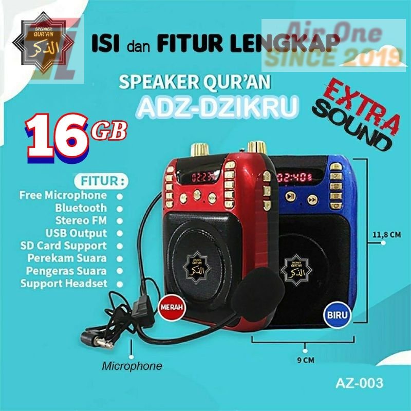 AirOne (ORI Inovasi Terbaru) Speaker Murottal AlQuran Al Quran Adz Dzikru Murotal Hafidz Al Akram Ta