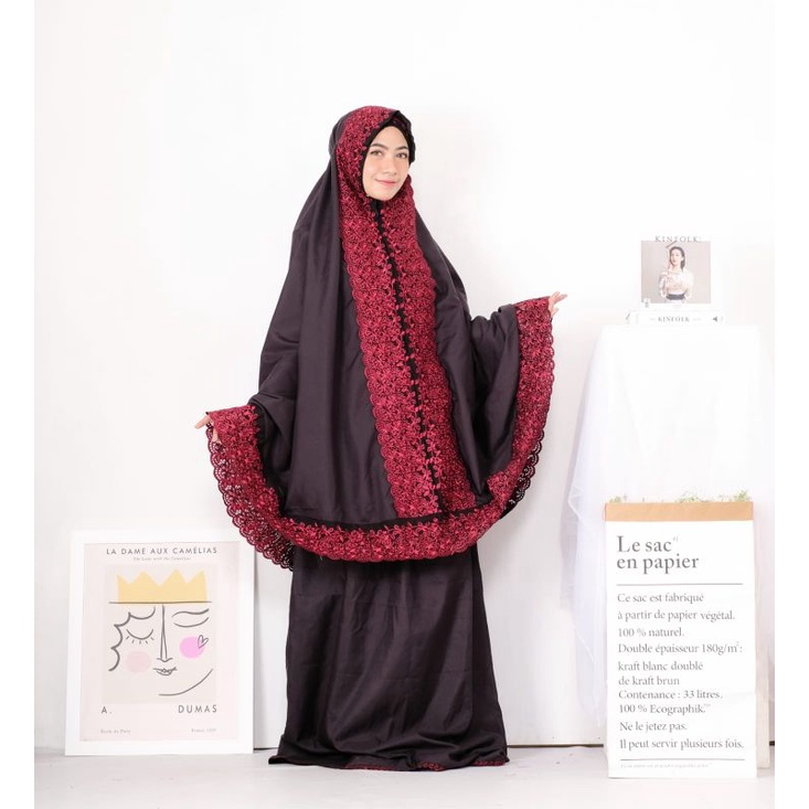 Mukena Dewasa Fatimah Khodijah Free Tas Cantik Mukenah Khadijah Jumbo Bahan Katun R.18