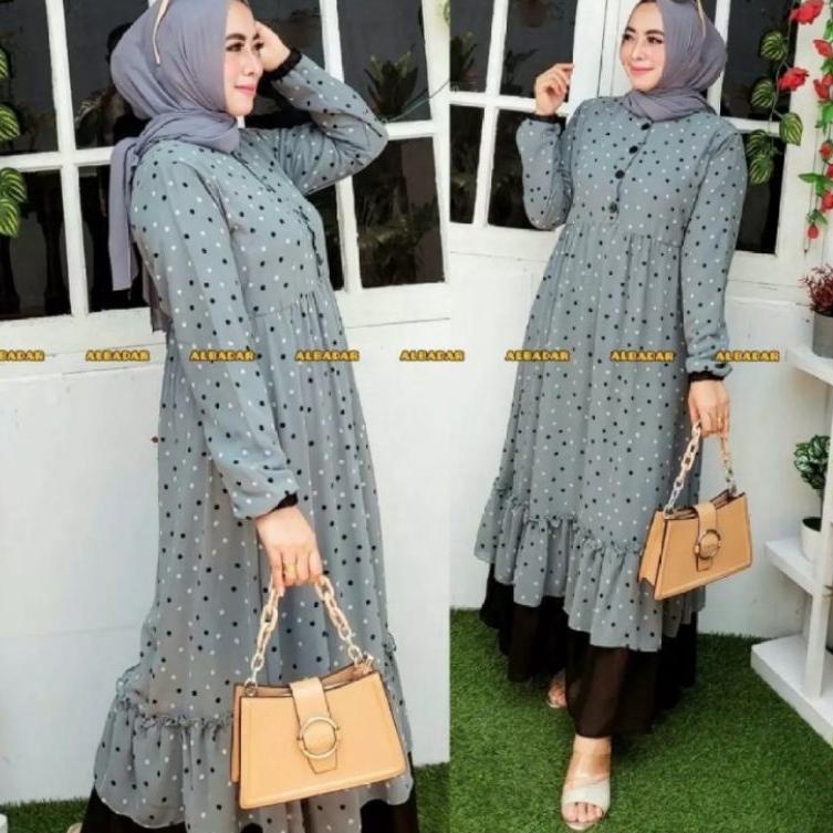 Gamis Ceruty Sayidah Dress Polkadot Bahan Ceruti Full Furing Gamis Ceruti Babydoll Gamis Ceruty Gami