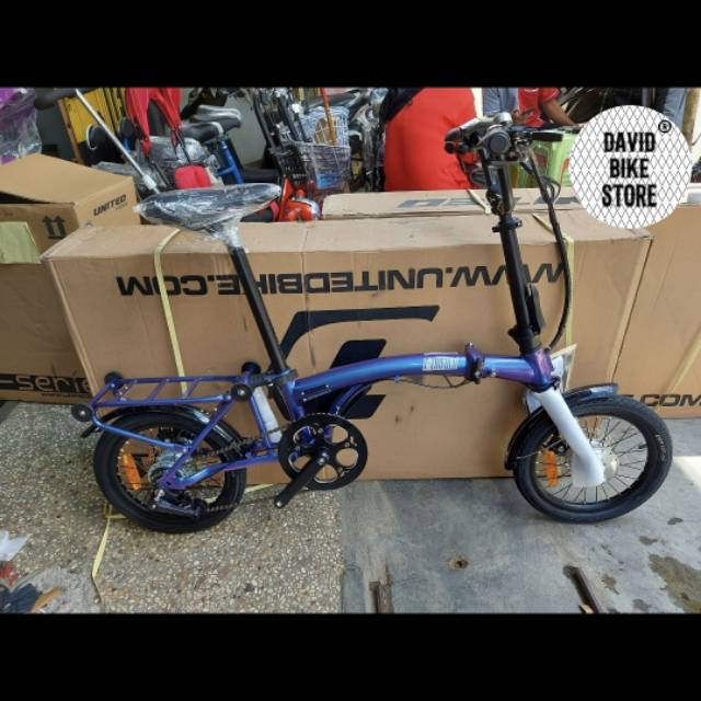Sepeda Lipat 16" United E-Trifold 8D (E-Bike, 8speed) TERBARU 2020