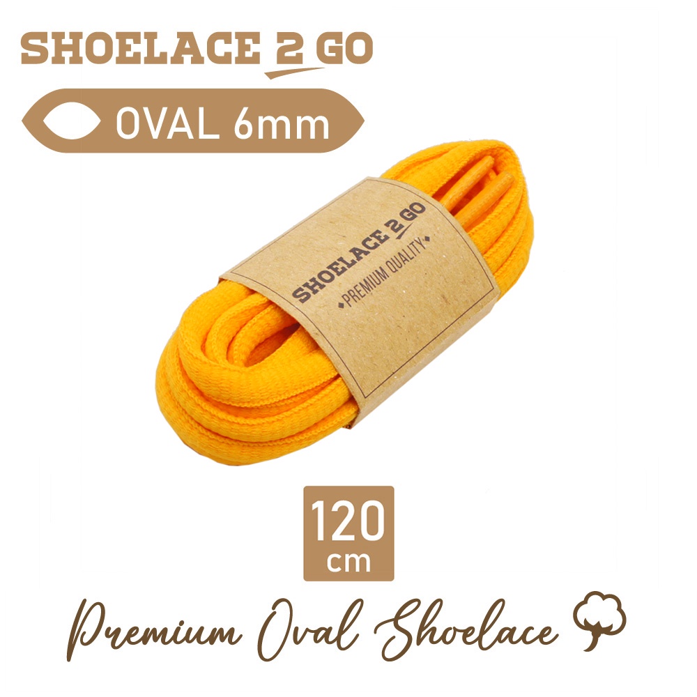 SHOELACE 2 GO PREMIUM TALI SEPATU LONJONG OVAL H1 - YELLOW - 120CM