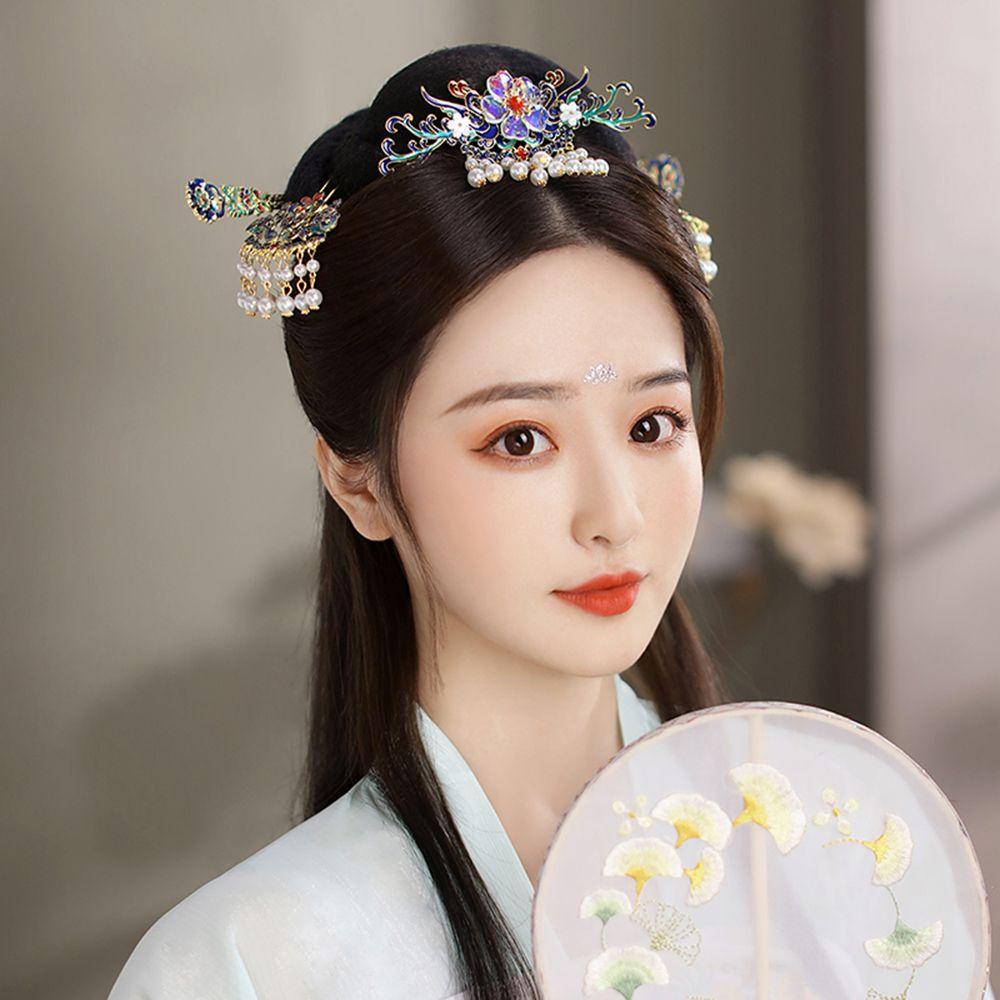 Needway   Hanfu Rambut Stik Elegan Simple Vintage Hair Disk Flower Gaya Kuno Wanita Gaya Cina Women Hair Fork