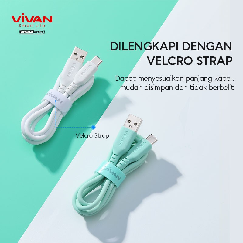 VIVAN Kabel Data Type C 3A Silicone Full SR Coverage Quick Charge Garansi 1 Tahun VSC100