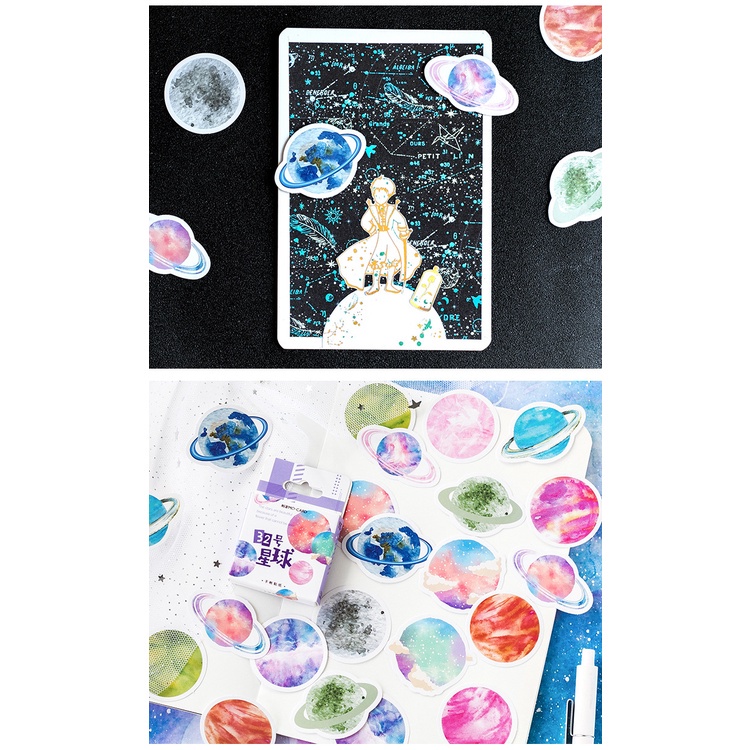 45pcs/set Colorful Diy Handmade Planet Motif Stickers For Notebook/Mobile/Refrigerator Decoration