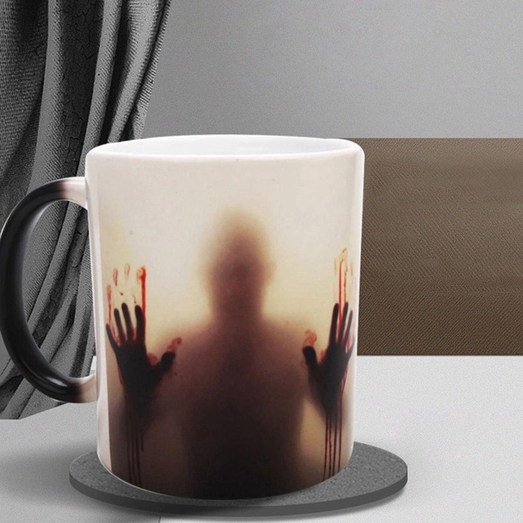 Lanfy Mug Kopi Horror Thermochromic Dekorasi Halloween Peka Panas Berubah Warna Perlengkapan Minum Novelty