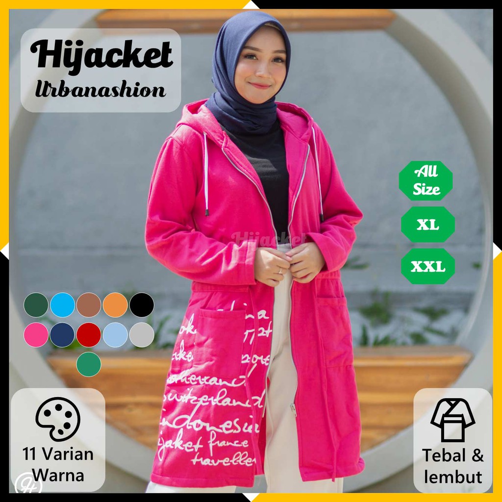 Jual Jaket Muslimah Hijacket URBANASHION Hoodie Wanita Panjang Hijab