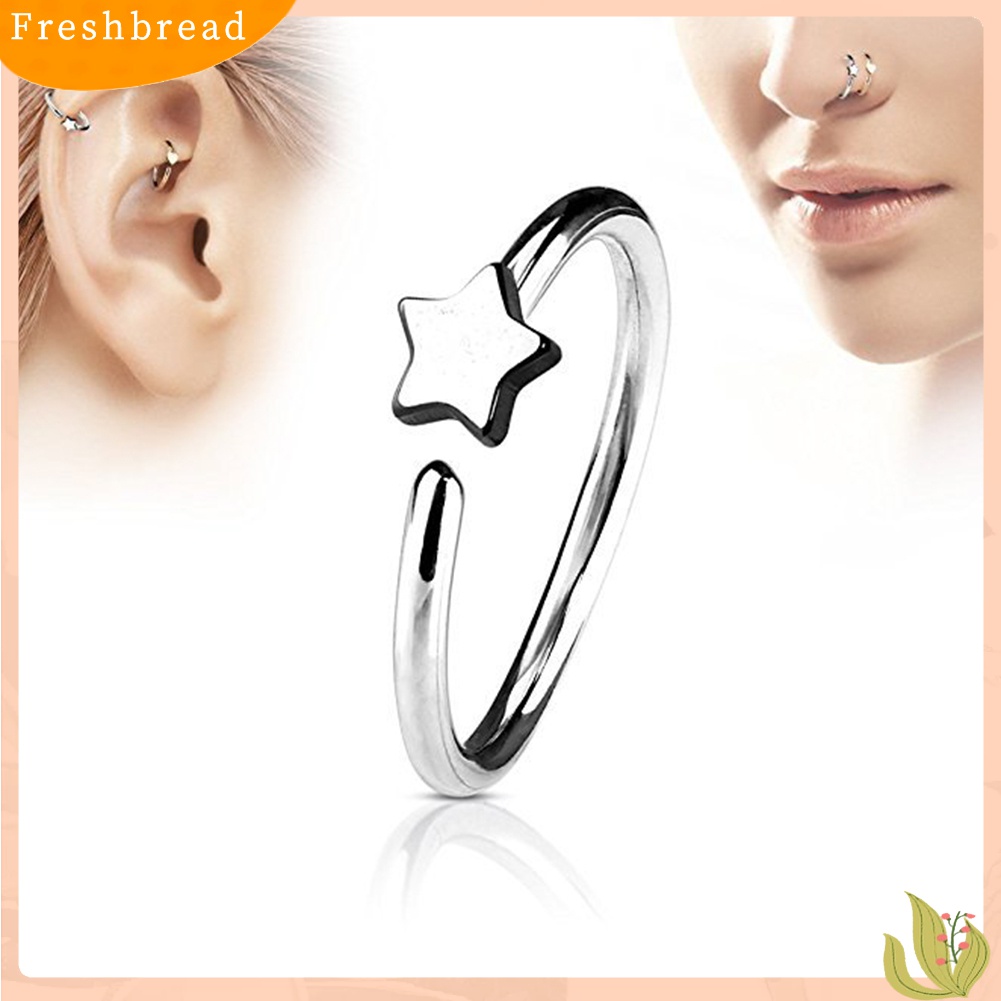 ?Fresh?? Anting Hoop Jepit Hidung Motif Bintang Model Klip On untuk Wanita/Pria