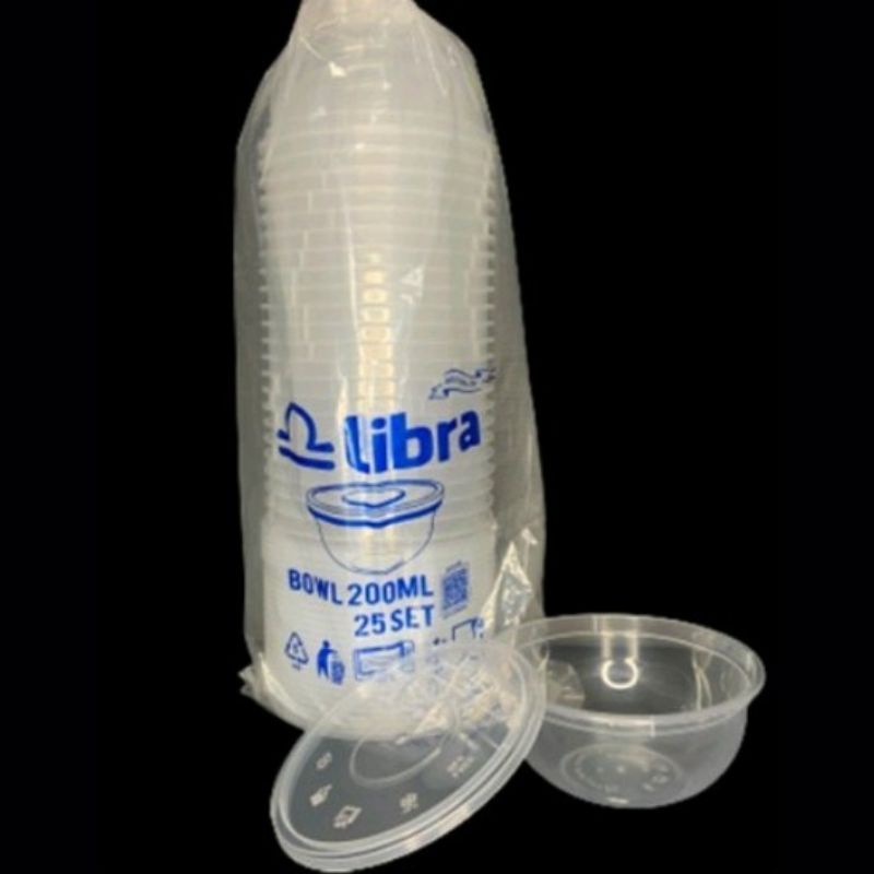 MANGKOK PLASTIK / THINWALL LIBRA 200 ML 25 PCS