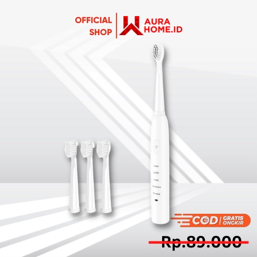 Sikat Gigi Elektrik USB Rechargeable 3 Replaceable Head / Sikat Gosok Gigi Elektrik 3 Kepala Sikat A