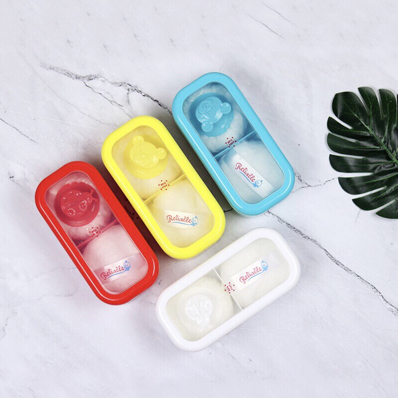 Tempat Bedak Bayi Cincin Transparan Reliable/Tempat Bedak Bayi 2 Sekat, Bahan Kuat Anti Pecah(Murah)