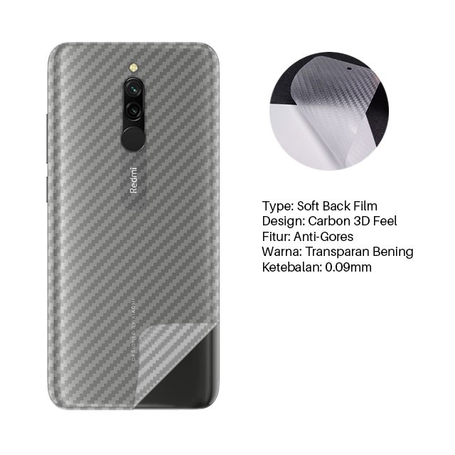 Garskin Carbon Xiaomi Redmi 8 Premium Back Screen Protector