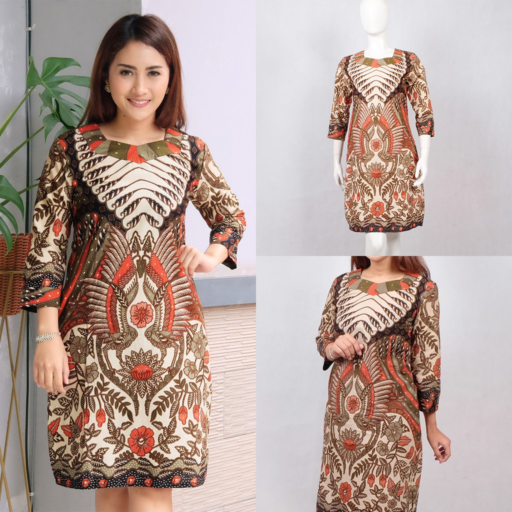 INDIRA DRESS  BATIK MODERN DRESS  JUMBO  BAJU  BATIK WANITA 