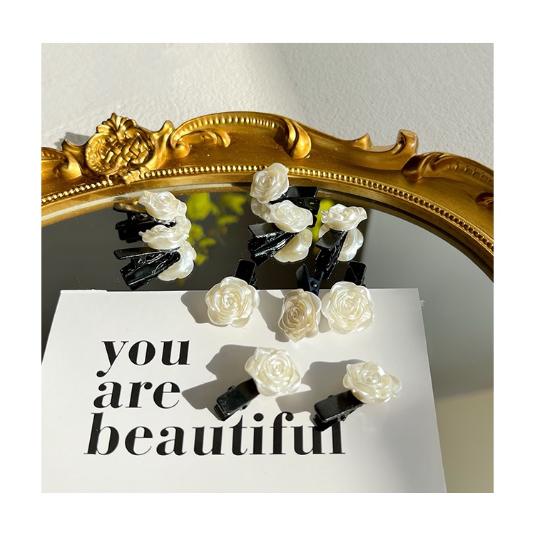 Jepit Rambut Duckbill Desain Bunga Camellia Warna Putih Untuk Wanita