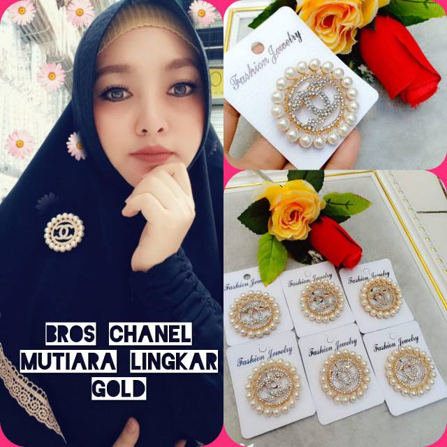 ISI 6 PCS BROS CHANEL  MUTIARA LINGKAR GOLD