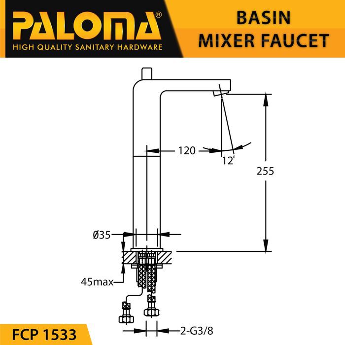 PALOMA FCP 1533 Keran Mixer Wastafel Cuci Tangan Panas Dingin Kran Air