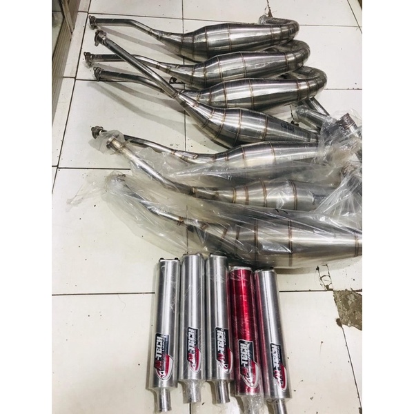 Knalpot AITECH Stenlis Ninja 150 R-RR-SS ORIGINAL AI TECH Type standar Non Cobra Selencer Silver