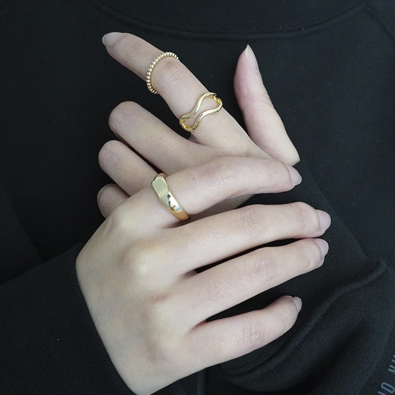 Three-piece Golden Ring Accessories Fashion Personality Luxury