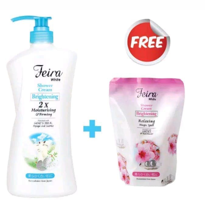 FEIRA WHITE SHOWER CREAM 1000ML + REFFIL 250ML - SABUN MANDI FEIRA