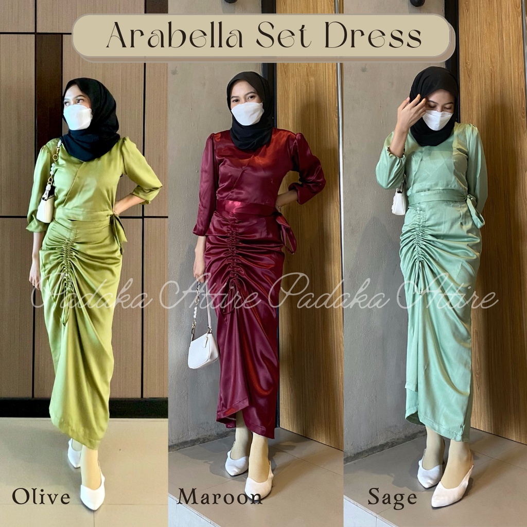 Padaka Attire - SET DRESS ARABELLA - SILK DRESS SERUT SATIN KONDANGAN - setelan gamis etalase baru