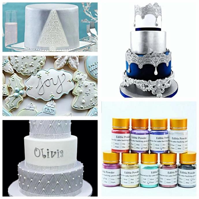 

Edible silver powder 10 g food coloring pewarna lustre dust fondant ---NEW---