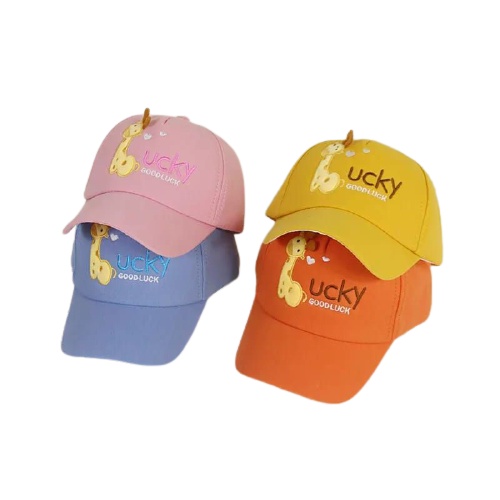 Topi Baseball Anak Laki Laki Perempuan Motif Giraffe Lucky Good Luck Usia 2-8 Tahun