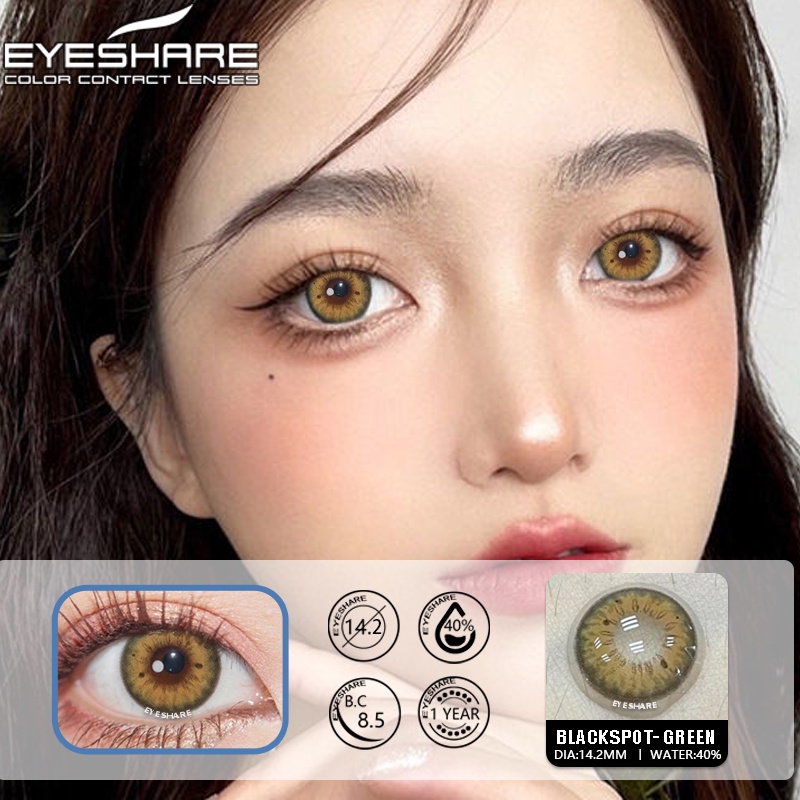 Softlens EYESHARE 14.2mm softlens natural soflens korea aesthetic lensa mata Lensa Kontak 1 paket ori murah normal (0.00) BLACKSPOT brown harian soflen free lenscase