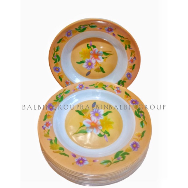 PIRING MAKAN 9INC SEMI MELAMINE MOTIF - SHING ISI 6 PCS