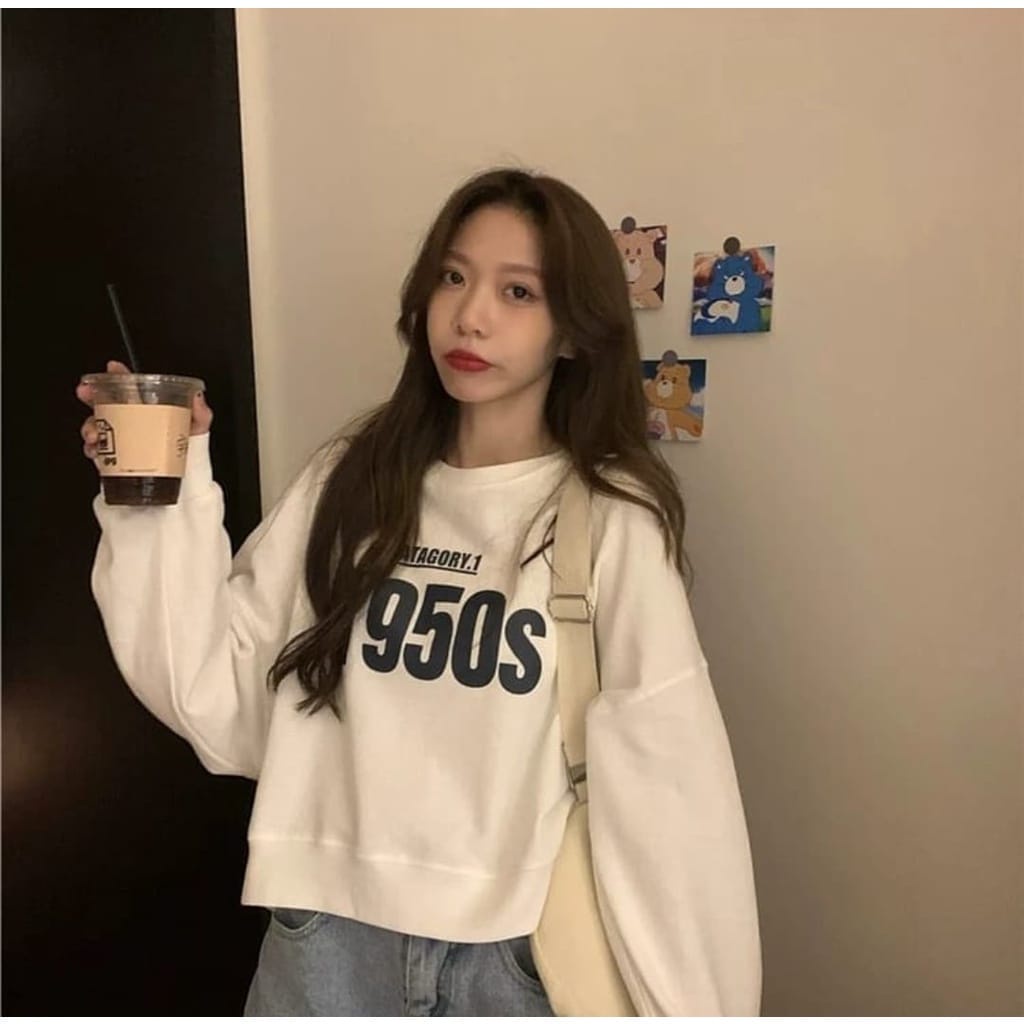 1950s SWEATER OVERSIZE SWEATER WANITA CREWNECK SWEATER KOREA TERBARU