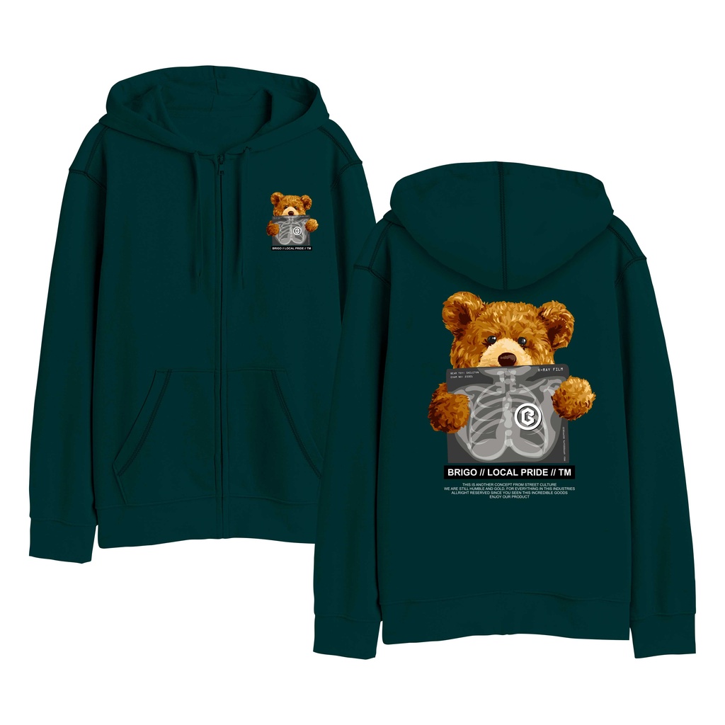 BRIGO Zipper Jumper Hoodie Bear Sick II Sweater Hoodie Resleting BRIGO Bear Sick Sablon DTF Fleece Cotton M-XXL (Pria &amp; Wanita) Free stiker&amp;Gantungan Kunci