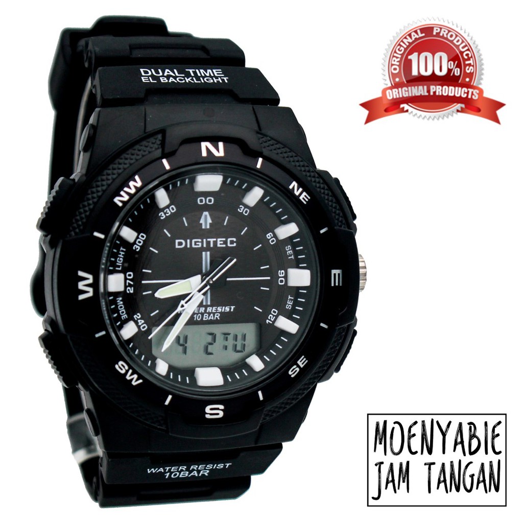 Digitec DG 3067T Black White Original Dan Anti Air Jam Tangan Digitec Pria