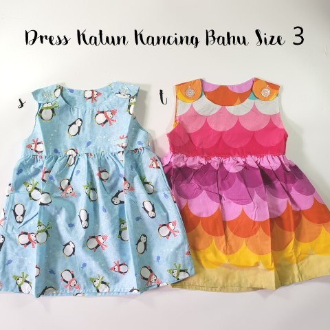 Dress Anak Katun Kancing Bahu Size 3