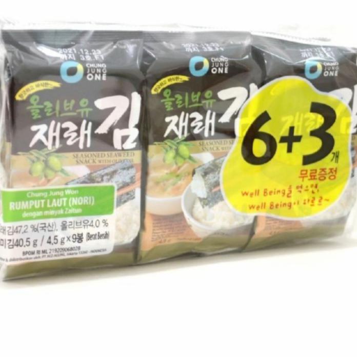 

6+3 RUMPUT LAUT NORI / SEAWEED OLIVE OIL KOREA CHUNG JUNG ONE