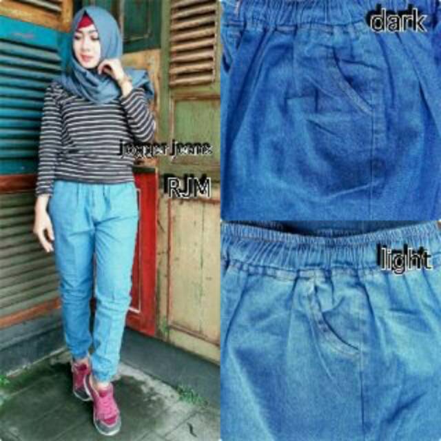 JOGGER JEANS WASH PANTS CELANA POLOS HIJAB PANJANG WANITA GROSIR MURAH ECER