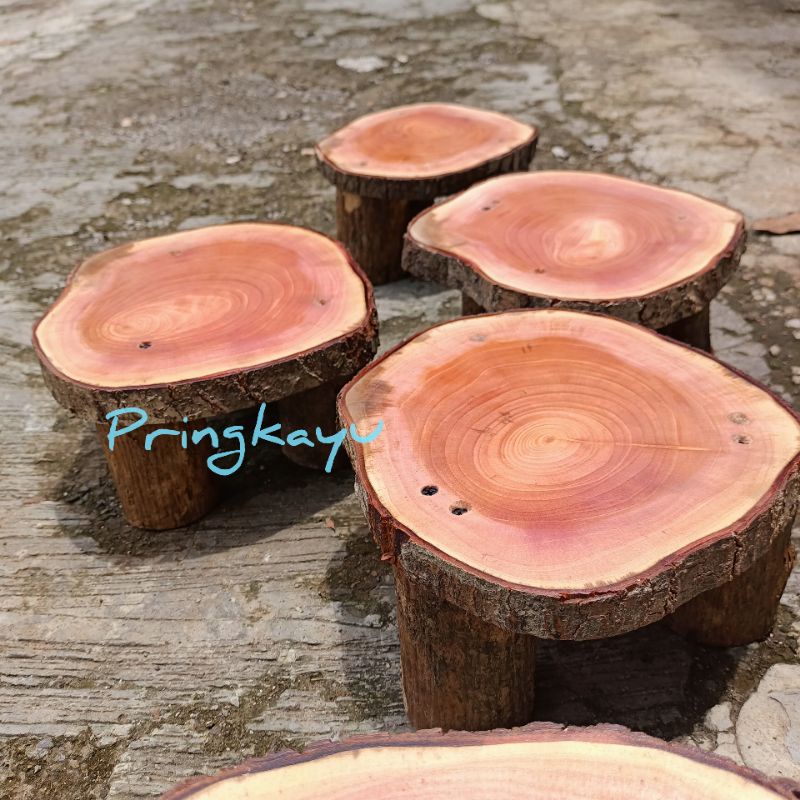 TATAKAN POT BONSAI/TATAKAN KAYU KAKI TIGA/ MEJA POT
