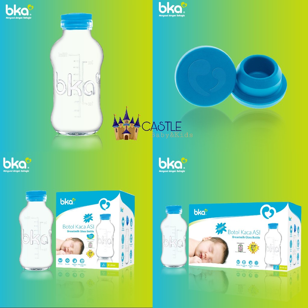 Castle - BKA Botol Kaca Asi 100ml 4pcs - 8pcs Breastmilk Glass Bottle