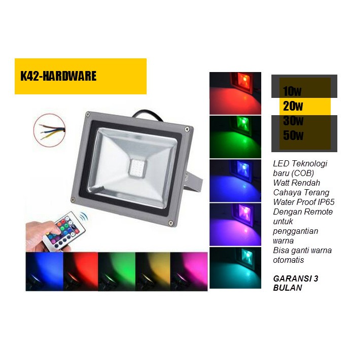 LED lampu sorot Lampu Tembak Lampu Taman warna-warni ( RGB ) 20watt untuk taman dll bisa gojek