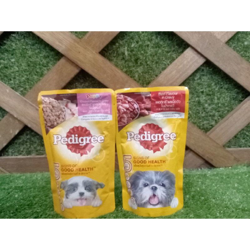 Pedigree pouch 130gr/adult beef/puppy chicken/pedigree sachet basah